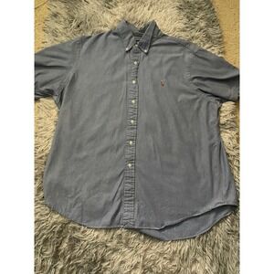 Ralph Lauren Short Sleeve Oxford Shirt Men's XXL Blue Button Down Pony‎ Logo
